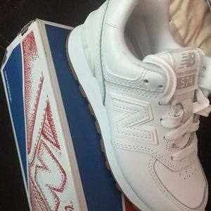 All white with gum bottom new balance